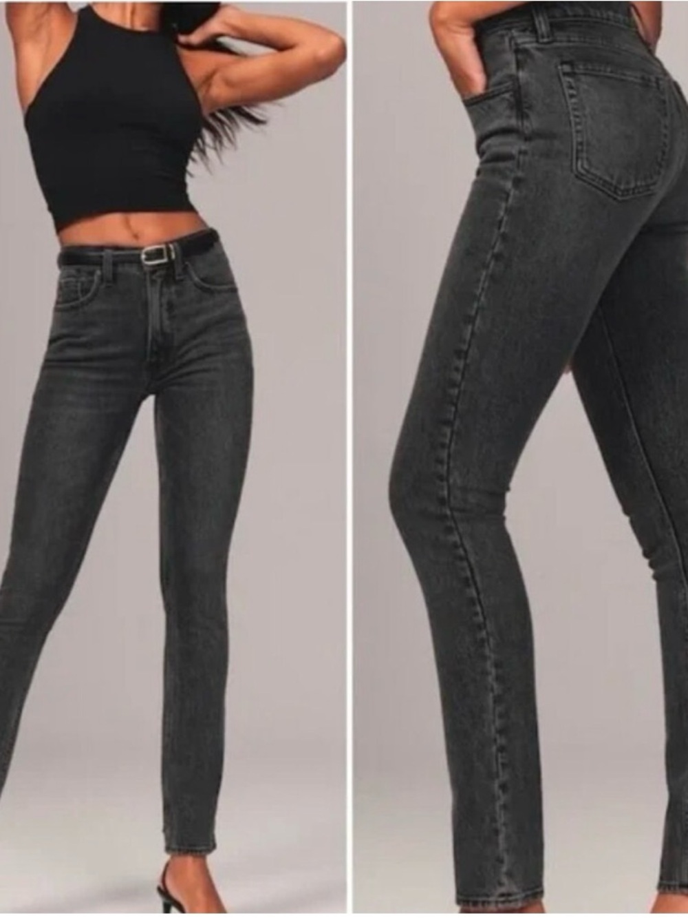 Abercrombie & Fitch Charcoal Black High-Rise Skinny Jeans